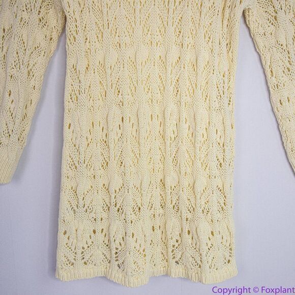 NEW Free People Elton Cream Crochet Knit Long Sleeve Mini‎ Dress, L - Picture 13 of 16